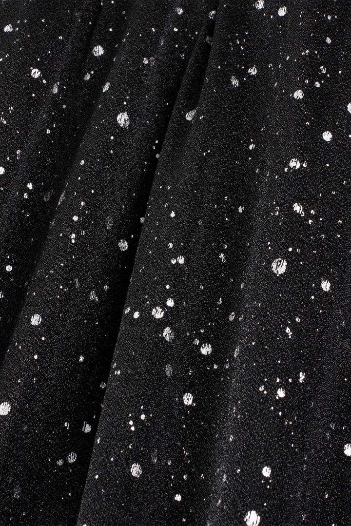 Elegant Black Glitter Dress with Stylish Mesh Overlay