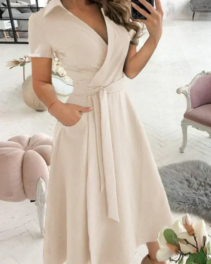 Yamira - Stylish V-Neck Midi Dress for Women