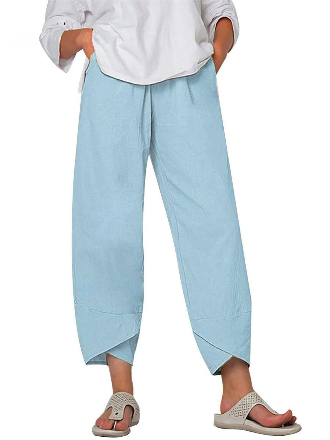 Women's Solid Color Loose Elegant Casual Simple And Ninth Pants