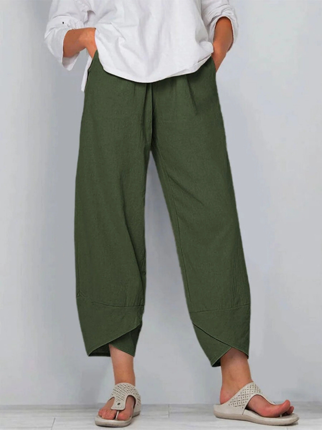 Women's Solid Color Loose Elegant Casual Simple And Ninth Pants