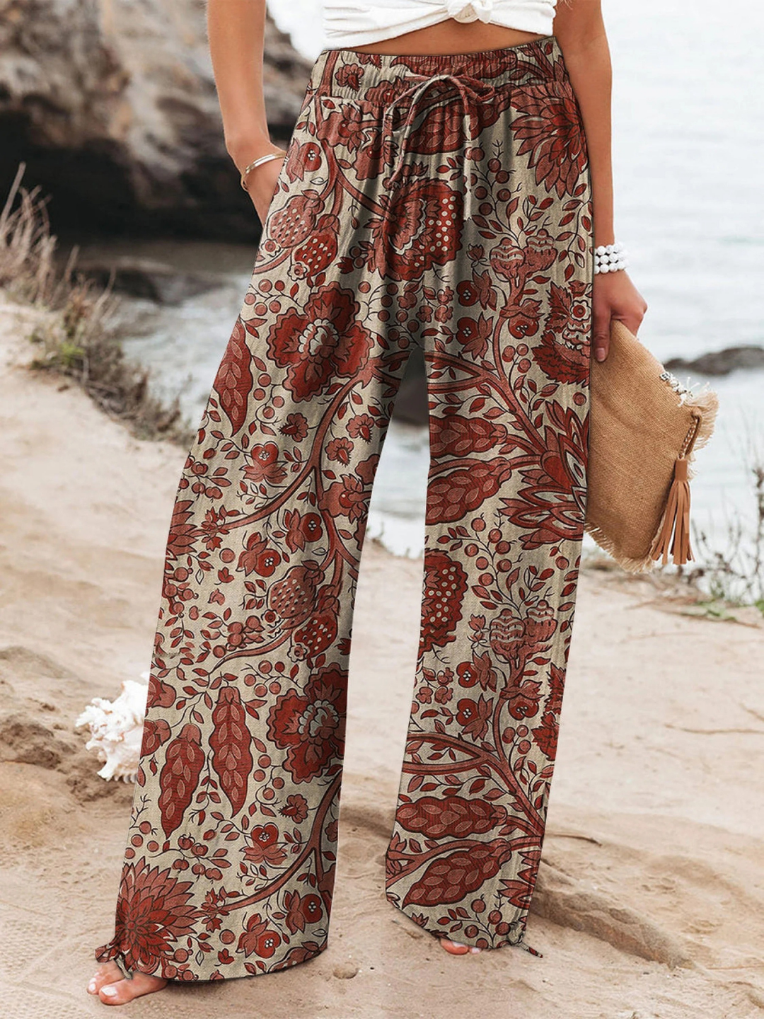 Women's Floral Art Printed Casual Pants