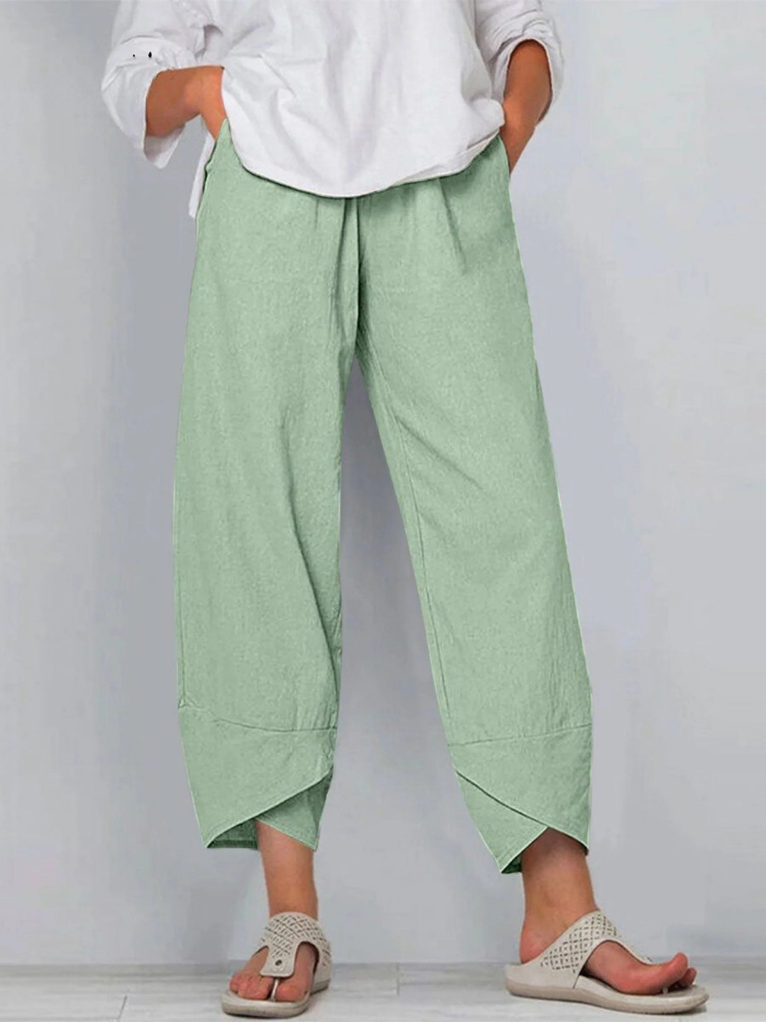 Women's Solid Color Loose Elegant Casual Simple And Ninth Pants
