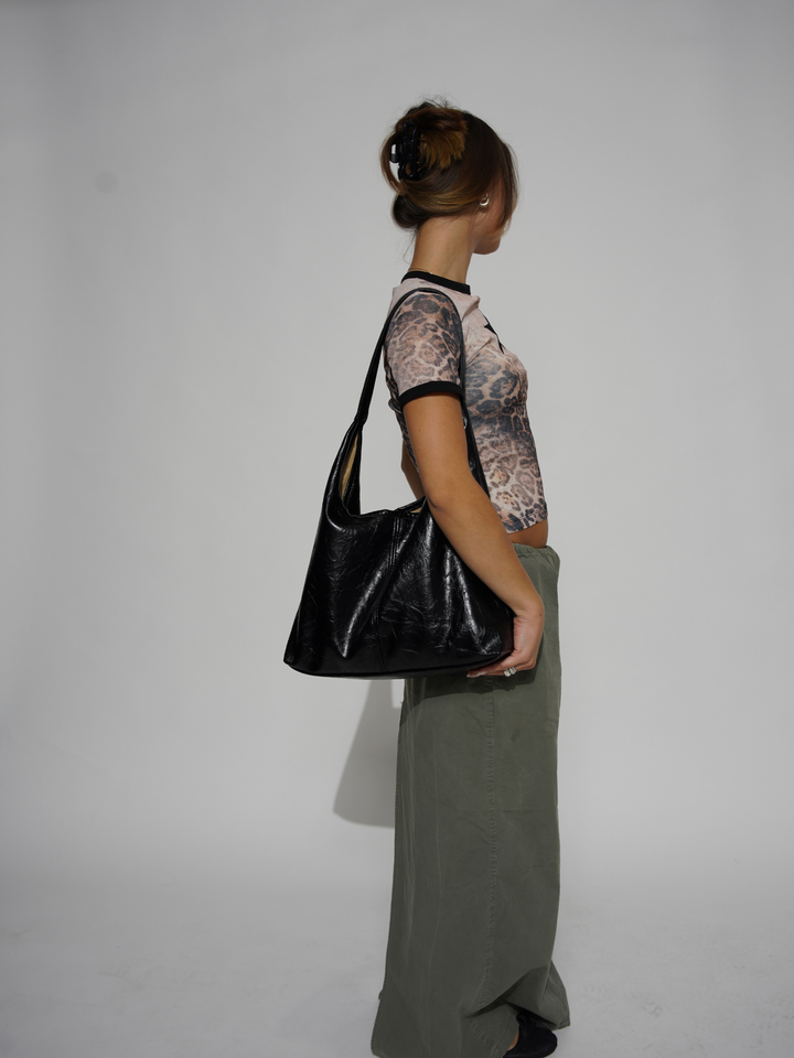 Retro Distressed Leather Tote Bag