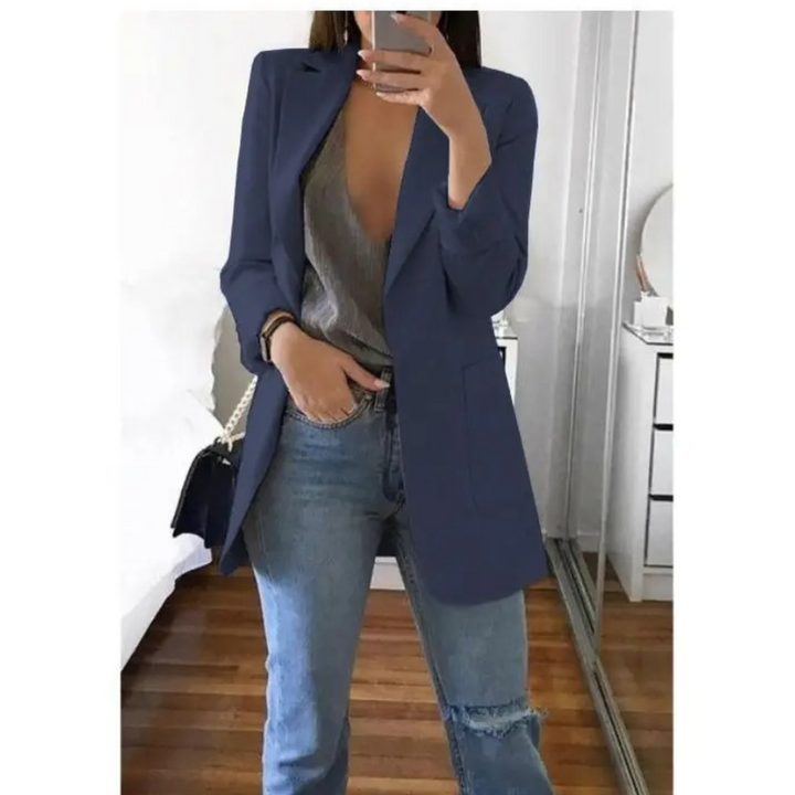 Women's Printed Double-Breasted Blazer - Ideal for Professional Wear
