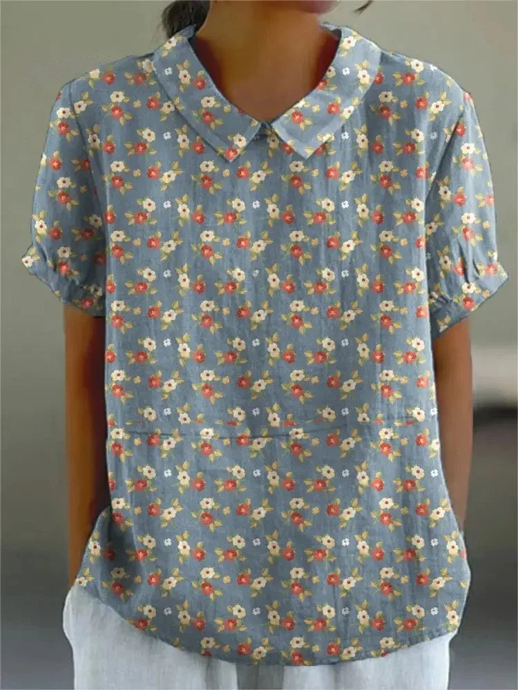 Floral Print Cotton Blouse