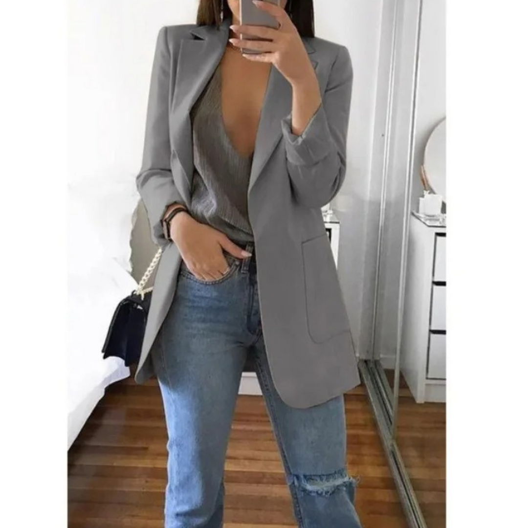 Women's Printed Double-Breasted Blazer - Ideal for Professional Wear