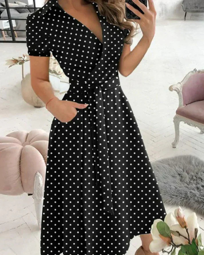Yamira - Stylish V-Neck Midi Dress for Women