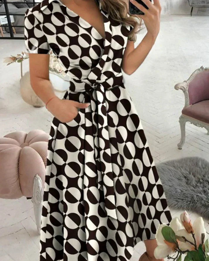 Yamira - Stylish V-Neck Midi Dress for Women