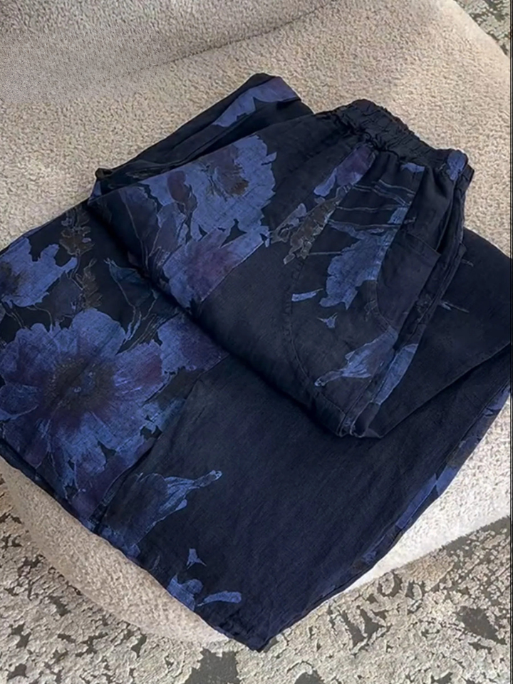 Women's Vintage Floral Print Casual Pants