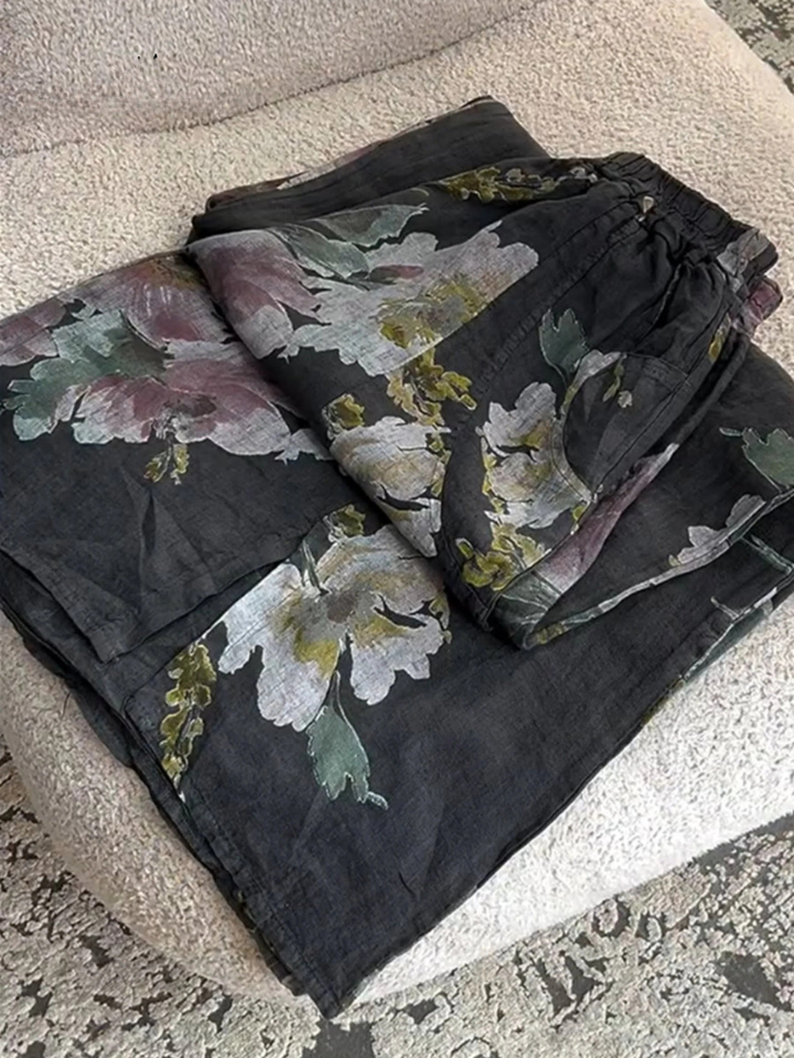 Women's Vintage Floral Print Casual Pants