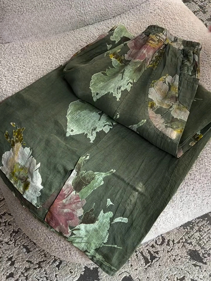 Women's Vintage Floral Print Casual Pants