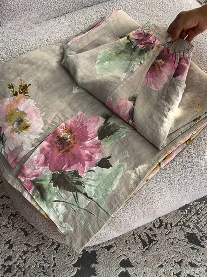 Women's Vintage Floral Print Casual Pants