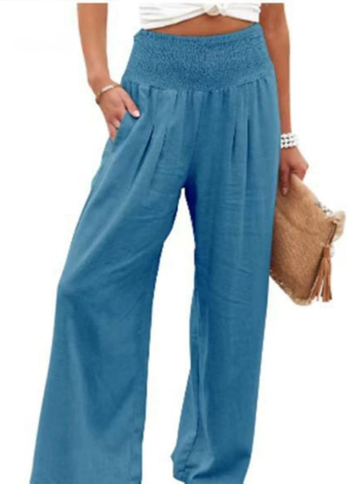 Women's Elasticated Waist-waisted Wide-leg Pants
