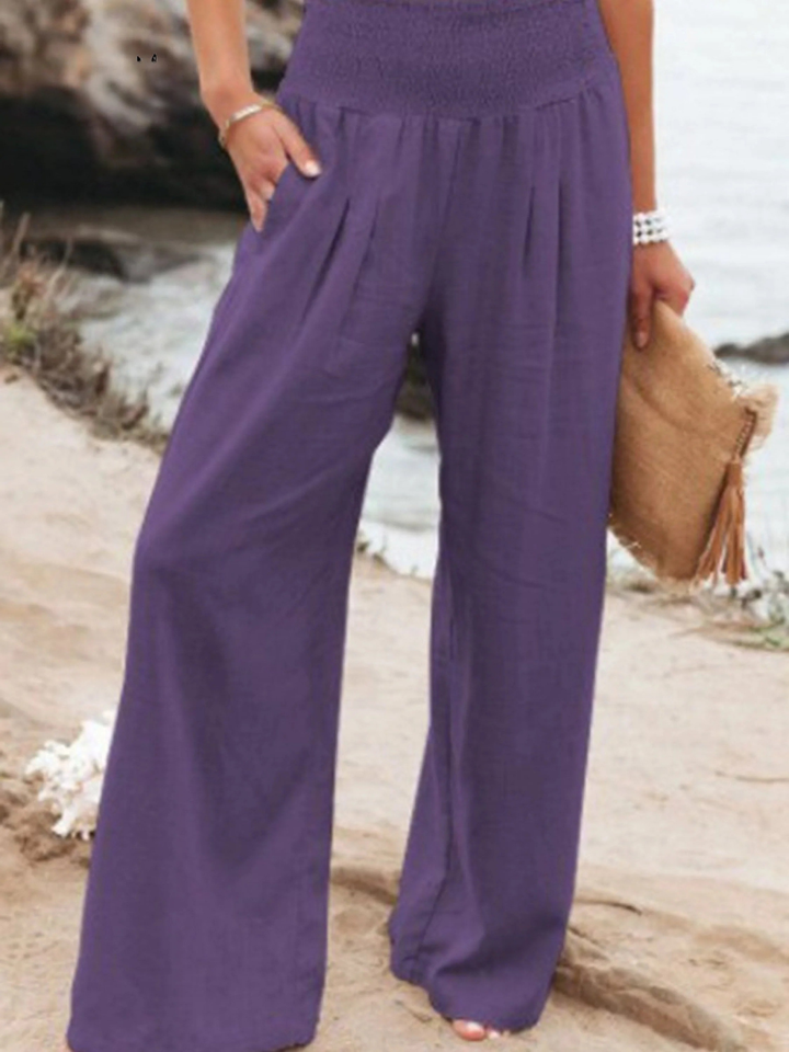 Women's Elasticated Waist-waisted Wide-leg Pants