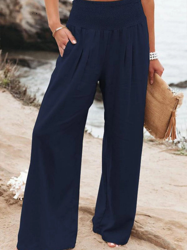 Women's Elasticated Waist-waisted Wide-leg Pants