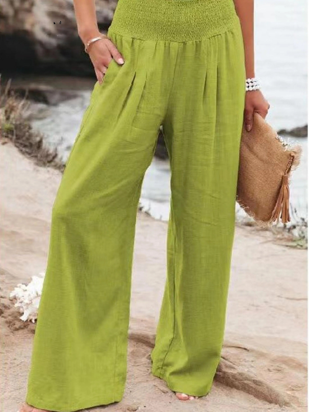 Women's Elasticated Waist-waisted Wide-leg Pants