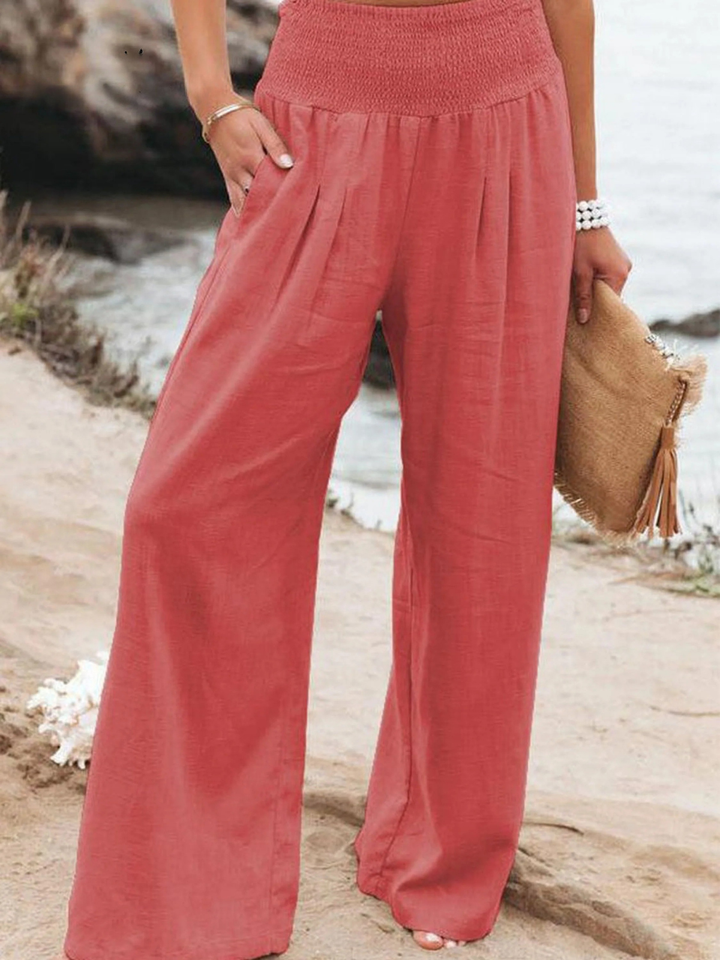 Women's Elasticated Waist-waisted Wide-leg Pants