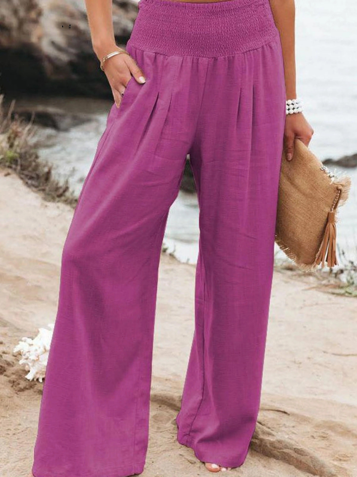 Women's Elasticated Waist-waisted Wide-leg Pants