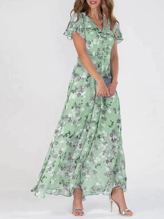Elegant Floral Chiffon Dress