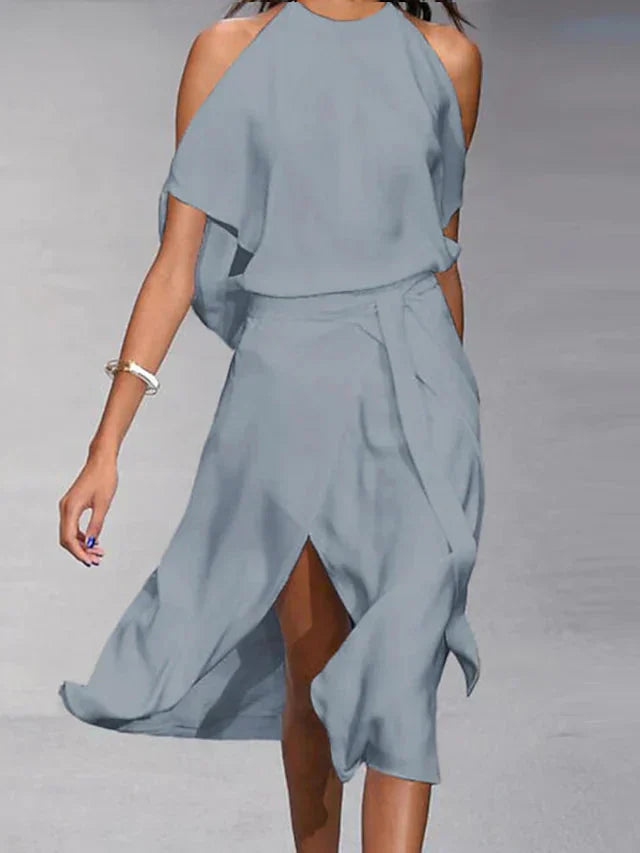 Trendy Dress with Elegant Shoulder Cutouts