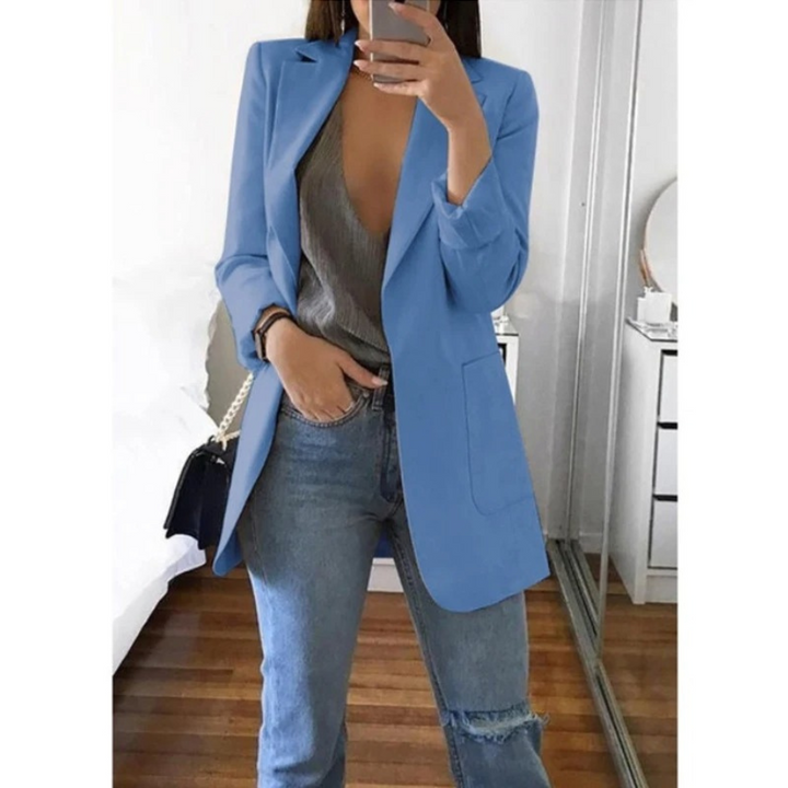 Women's Printed Double-Breasted Blazer - Ideal for Professional Wear