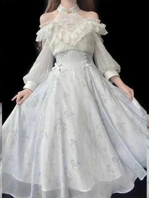 Elegant Midi Dress Inspired by Belle Époque Style