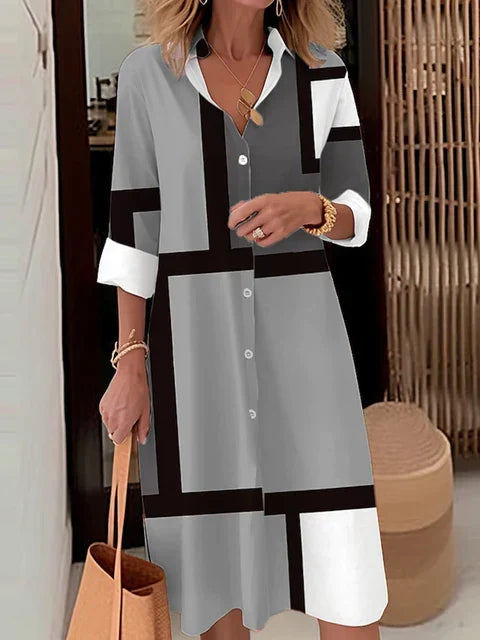 Stylish Button-Up Dress with Sophisticated Details
