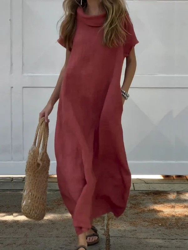 Women's Turndown Collar Pocket Dress