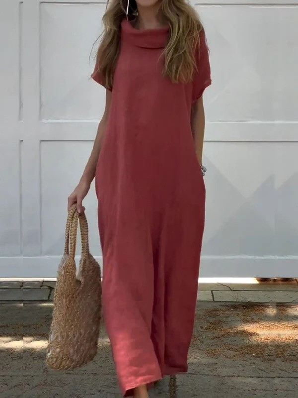 Women's Turndown Collar Pocket Dress