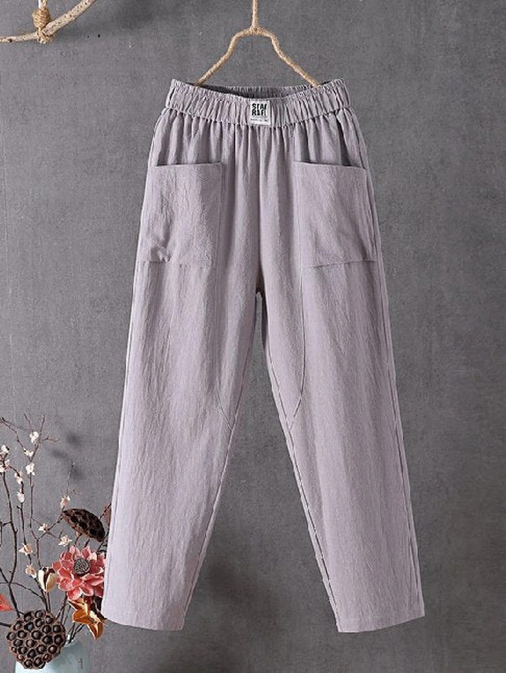 Casual Plain Natural Ankle Pants Straight Pants