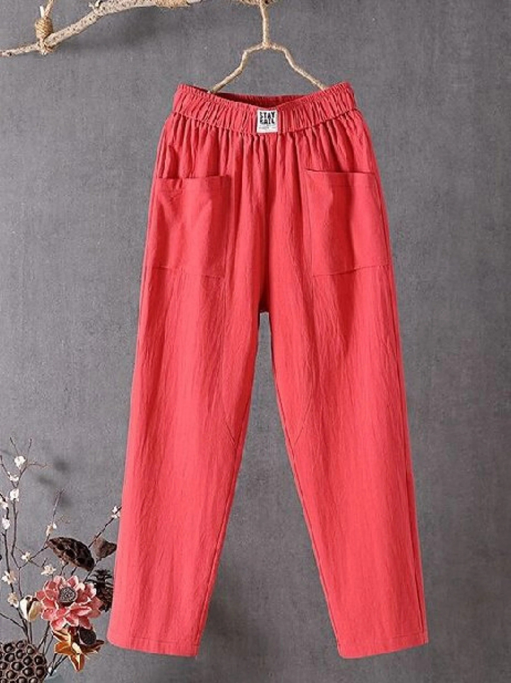 Casual Plain Natural Ankle Pants Straight Pants