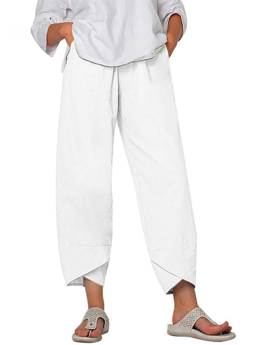 Women's Solid Color Loose Elegant Casual Simple And Ninth Pants