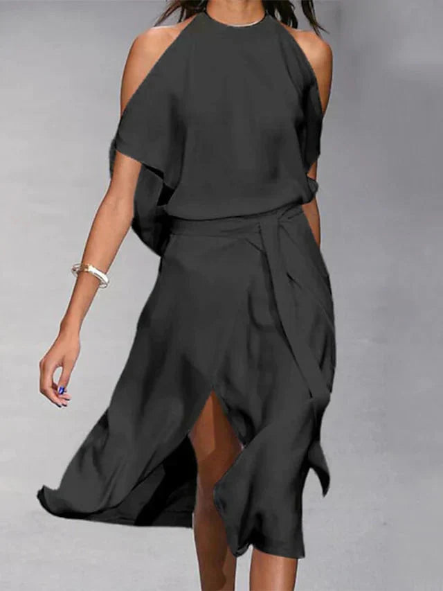 Trendy Dress with Elegant Shoulder Cutouts