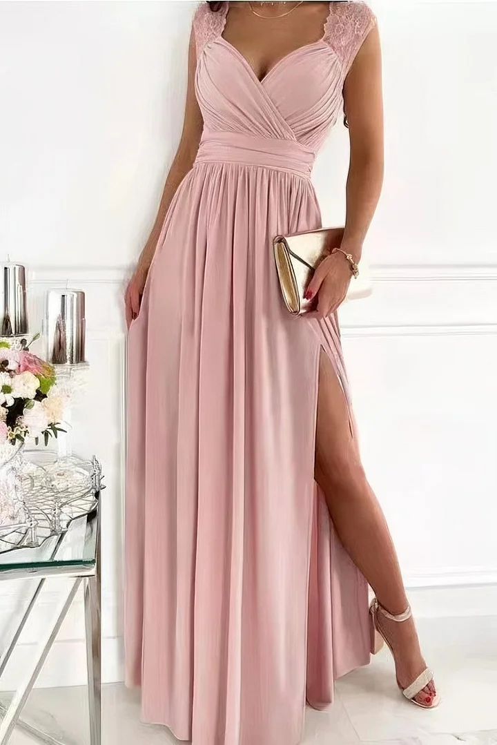 Lace Sleeveless Dress with Hem and Back Cutout Accents