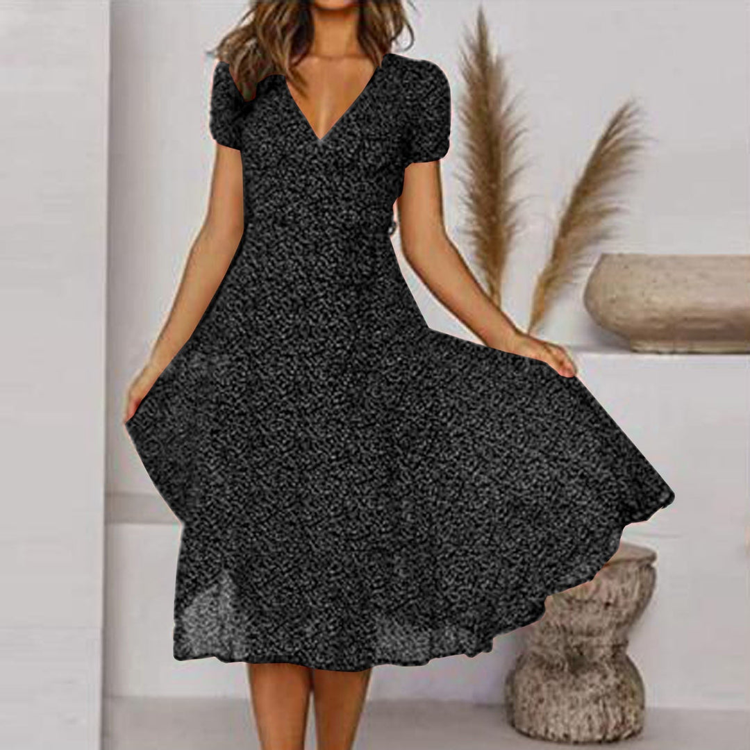 Flowy Hem V-Neck A-Line Dress