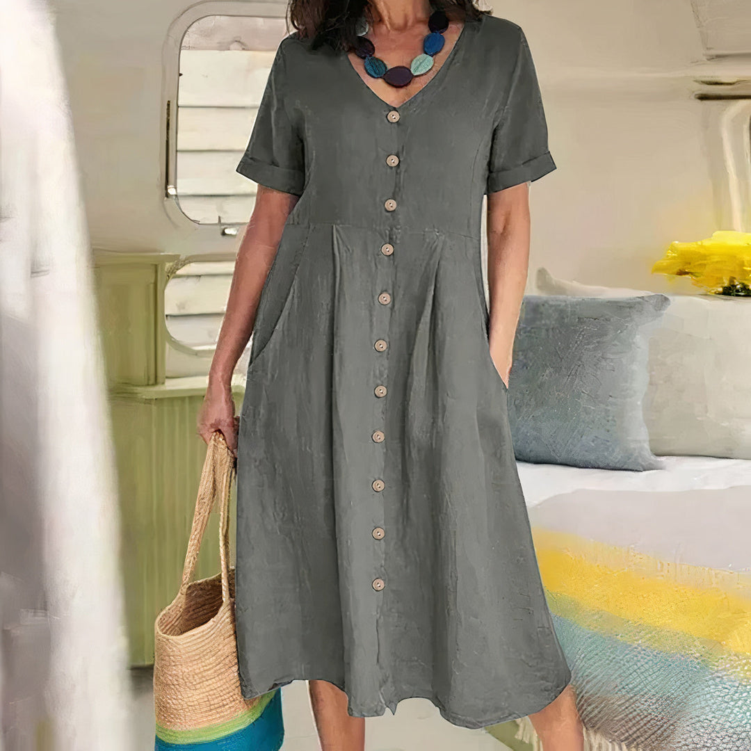 Ester Cotton Midi Dress" can be rephrased as "Ester Midi Dress Made from Cotton.