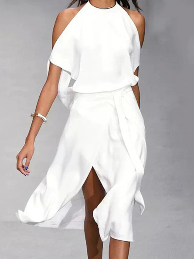 Trendy Dress with Elegant Shoulder Cutouts