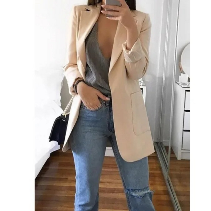 Women's Printed Double-Breasted Blazer - Ideal for Professional Wear