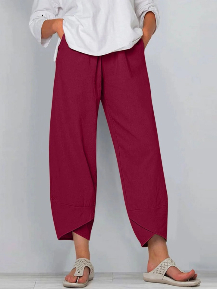 Women's Solid Color Loose Elegant Casual Simple And Ninth Pants