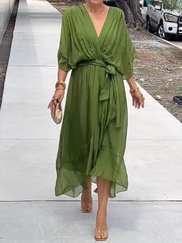 Elegant V-Neck Chiffon Dress