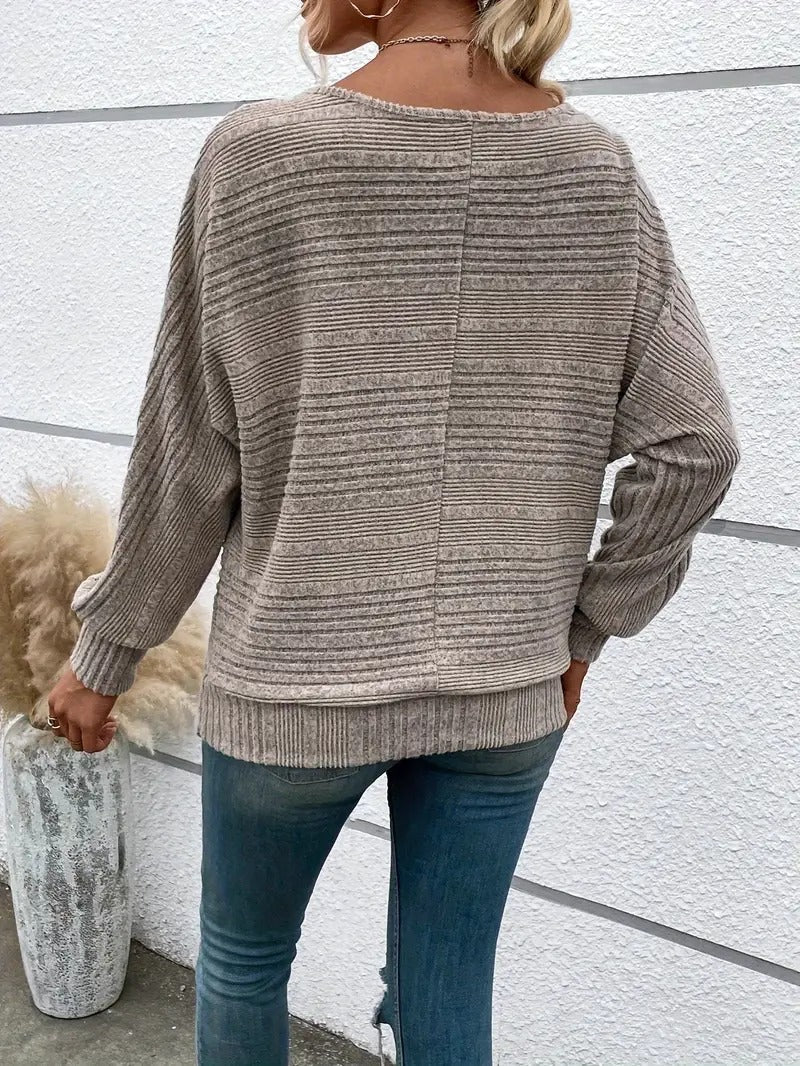 Relaxed Batwing Sleeve Round Neck Top