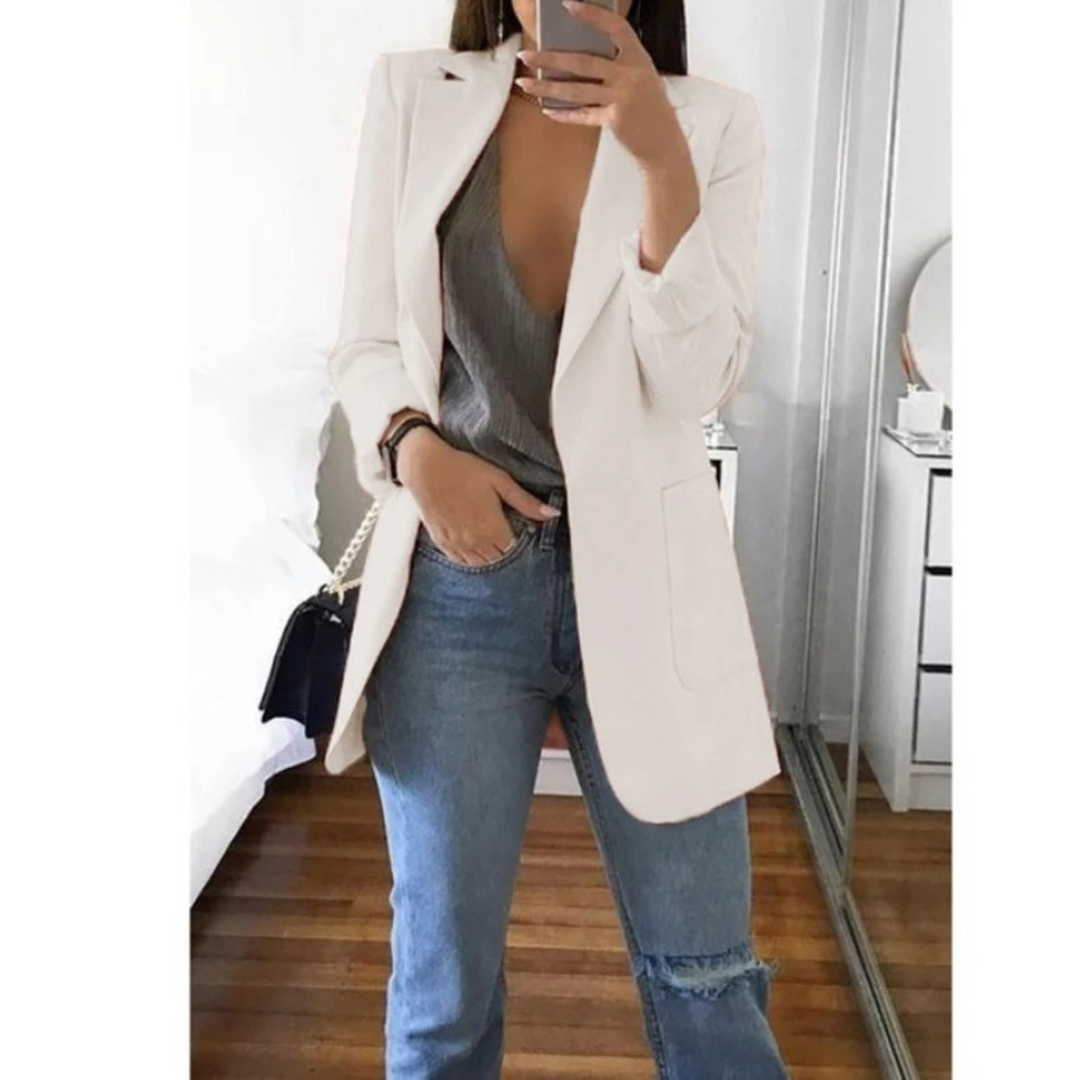 Women's Printed Double-Breasted Blazer - Ideal for Professional Wear
