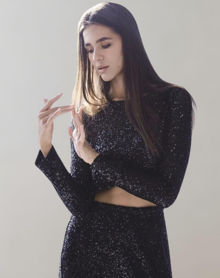Women's Sparkling Sequin Crop Top