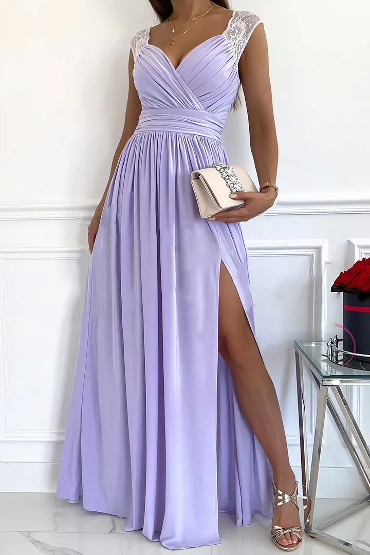 Lace Sleeveless Dress with Hem and Back Cutout Accents