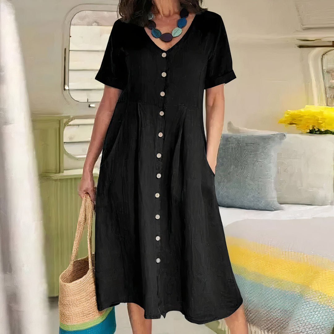 Ester Cotton Midi Dress" can be rephrased as "Ester Midi Dress Made from Cotton.