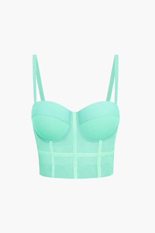 Underwire Mesh Bustier Blouse
