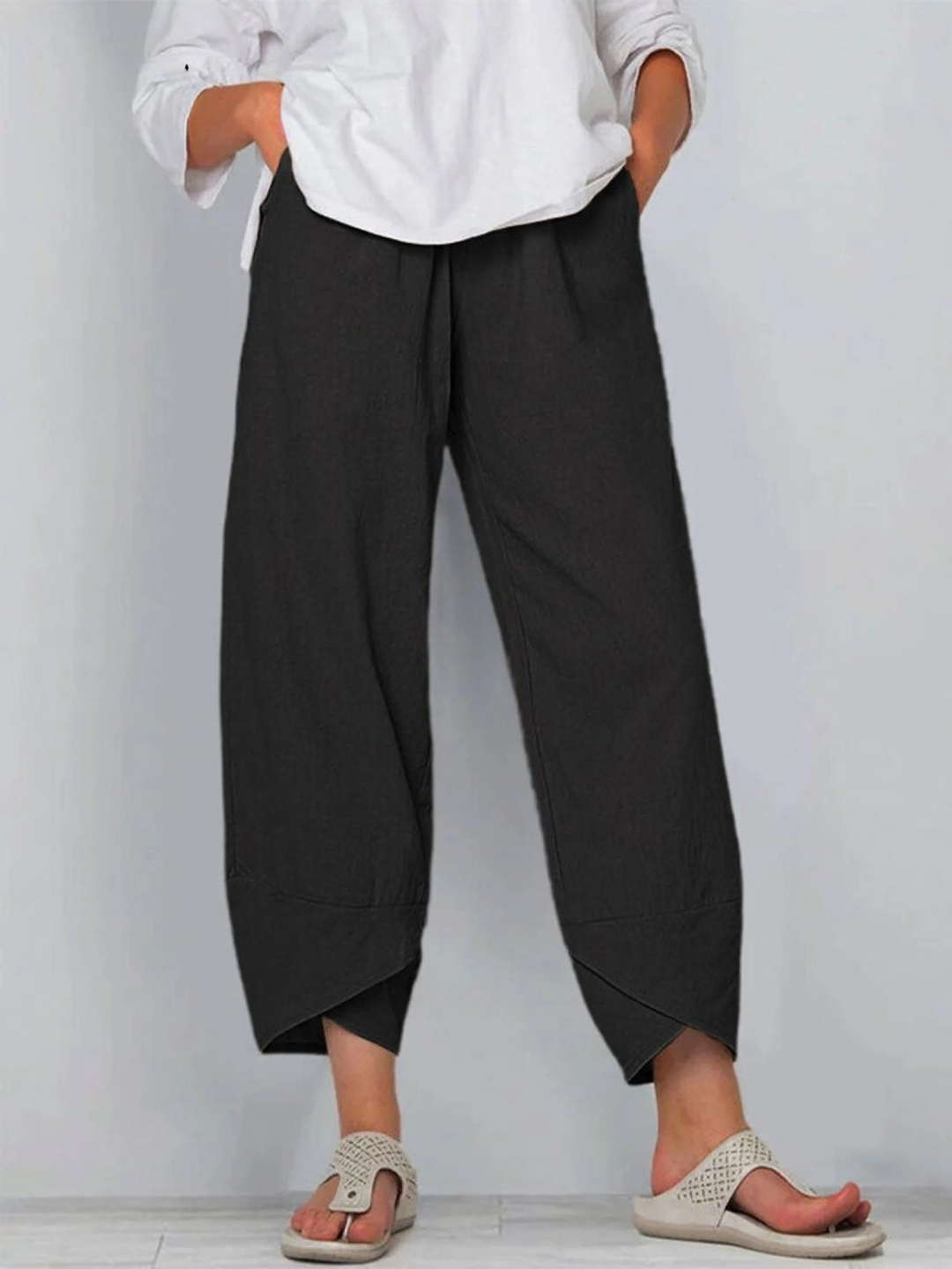 Women's Solid Color Loose Elegant Casual Simple And Ninth Pants