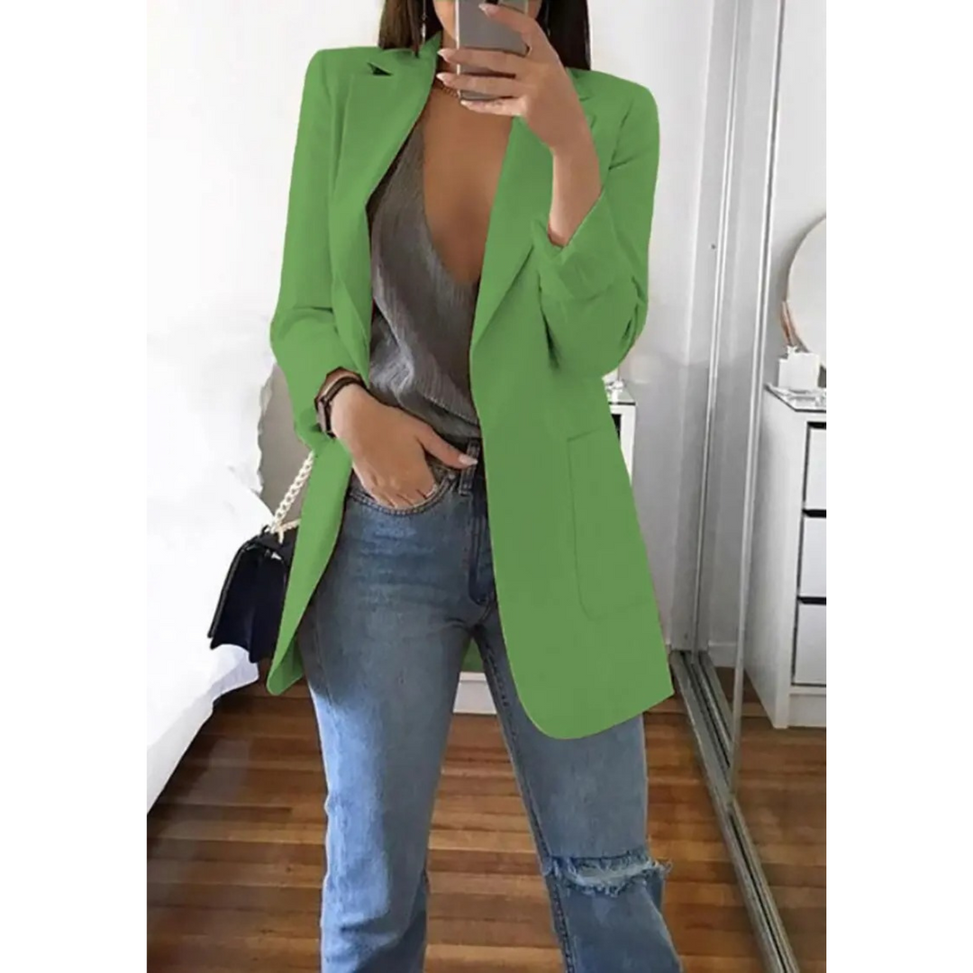 Women's Printed Double-Breasted Blazer - Ideal for Professional Wear