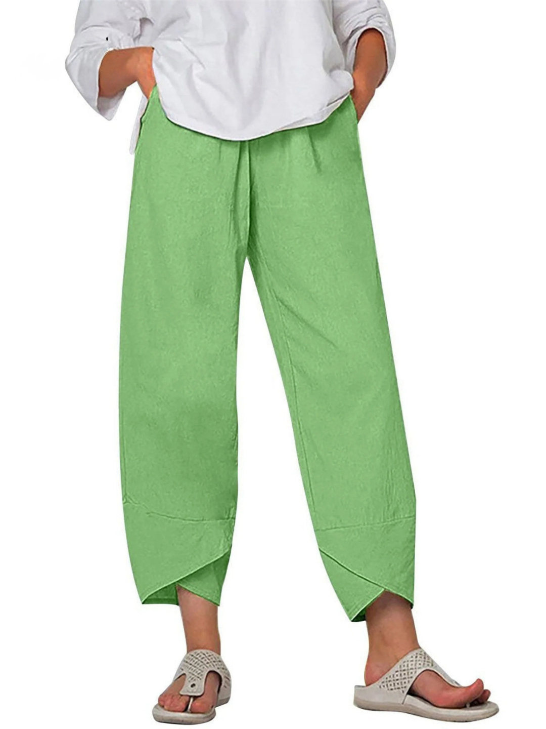 Women's Solid Color Loose Elegant Casual Simple And Ninth Pants