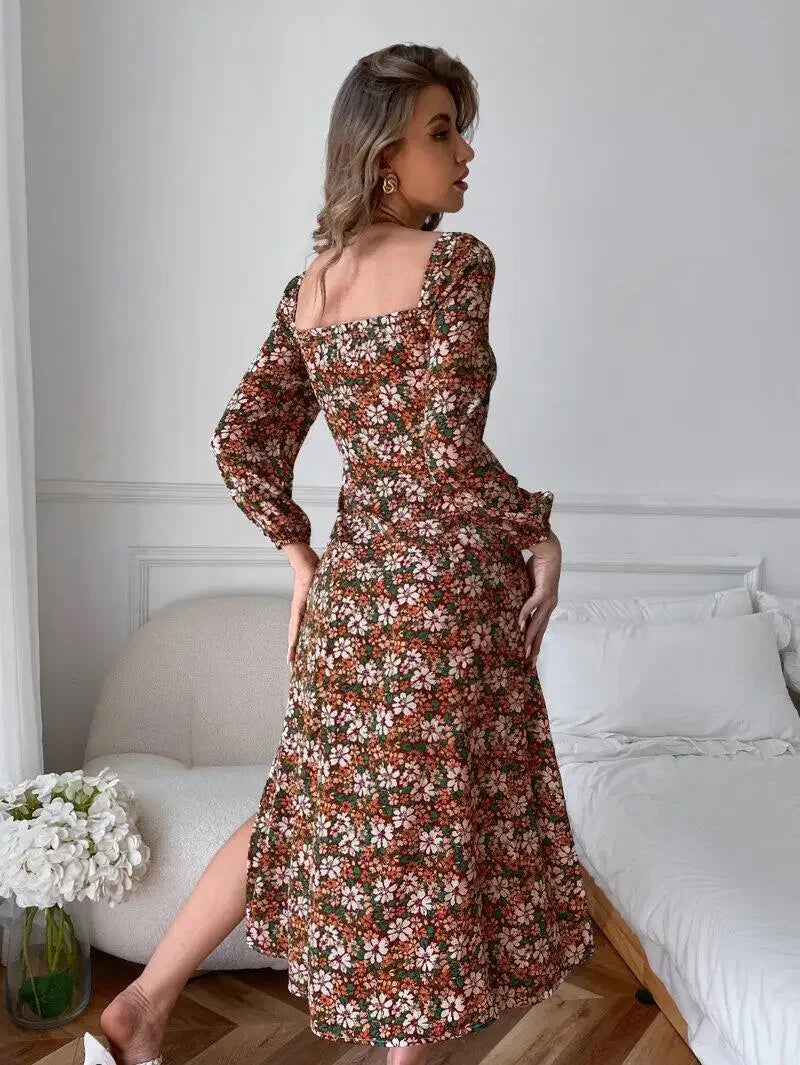 Floral Dress with Heart Cutout Detail